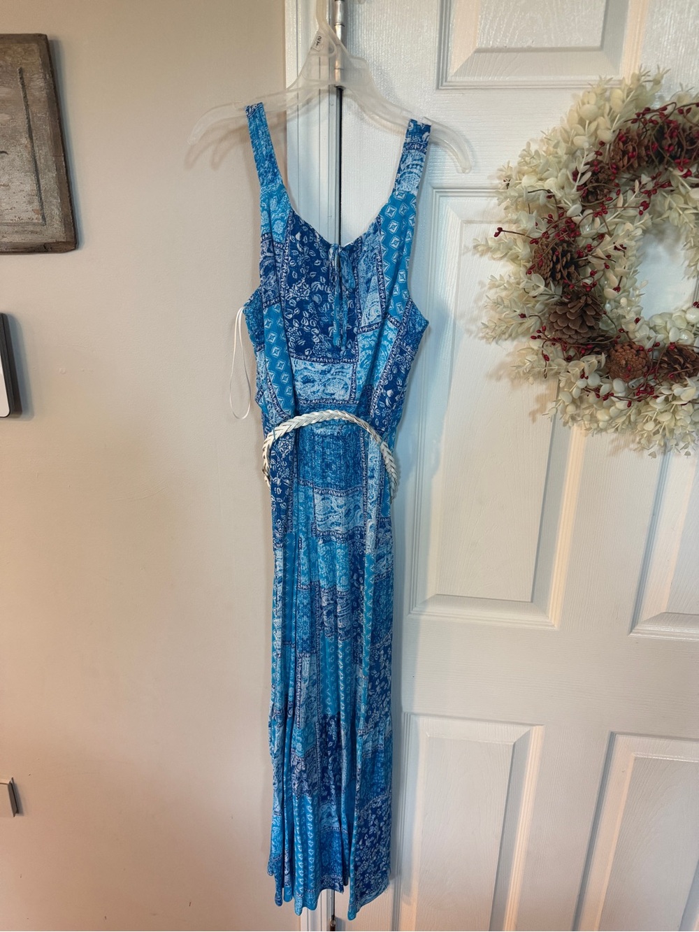 Iz Byer Blue and Turquoise Patterned Sundress